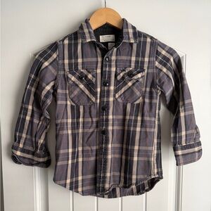 Crewcuts Plaid Button Down Shirt - Blue and Tan